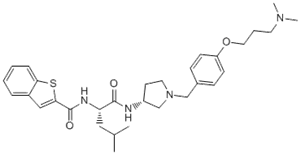 Benzo[b]thiophene-2-carboxamide, N-[(1S)-1-[[[(3R)-1-[[4-[3-(dimethylamino)propoxy]phenyl]methyl]-3-pyrrolidinyl]amino]carbonyl]-3-methylbutyl]-